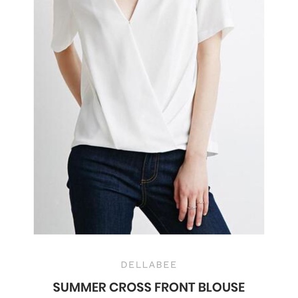 Della Bee white cross front short sleeve blouse - Picture 4 of 4